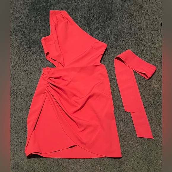 HOT pink one shoulder dress - Picture 2 of 5